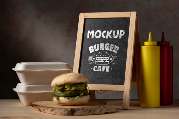 Free Delicious Hamburger Concept Mock-Up Psd