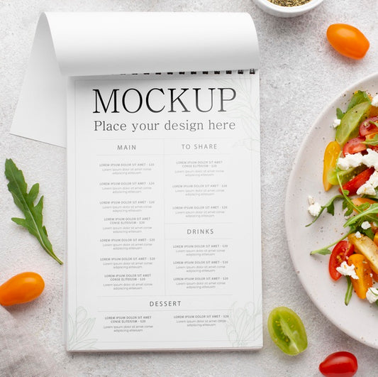 Free Delicious Healthy Salad Mock-Up Above View Psd