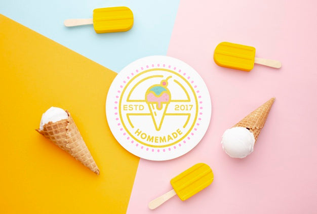 Free Delicious Ice Cream Concept Mock-Up Psd