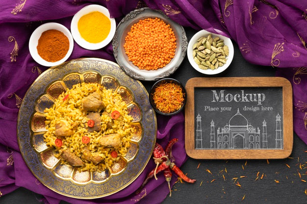 Free Delicious Indian Food With Mockup Psd