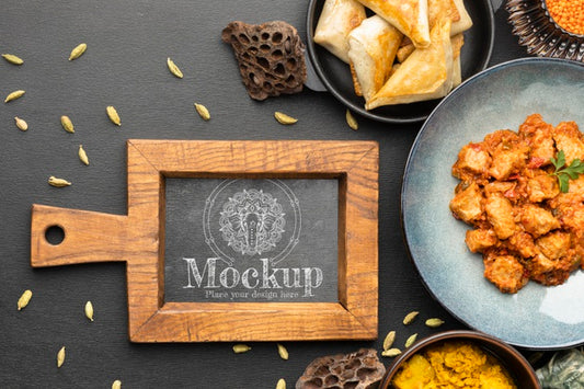 Free Delicious Indian Food With Mockup Psd