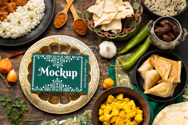 Free Delicious Indian Food With Mockup Psd