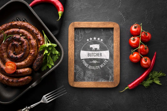 Free Delicious Meat Products With Chalkboard Mock-Up Psd