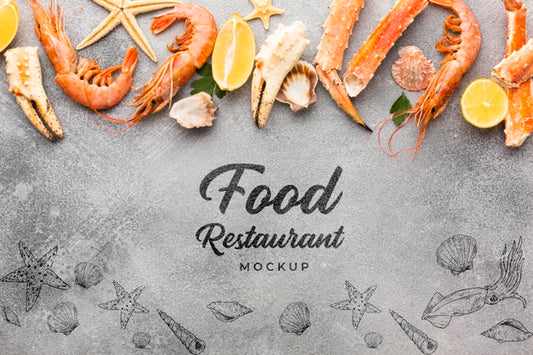Free Delicious Sea Food Composition With Mock-Up Psd