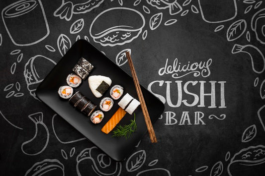 Free Delicious Sushi Bar With Mock-Up Psd
