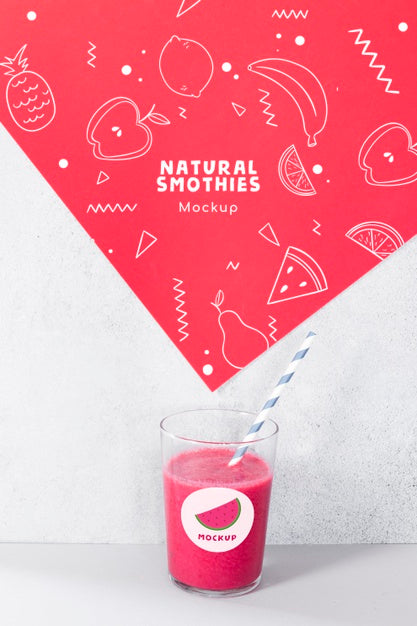Free Delicious Watermelon Smoothie Mock-Up Psd