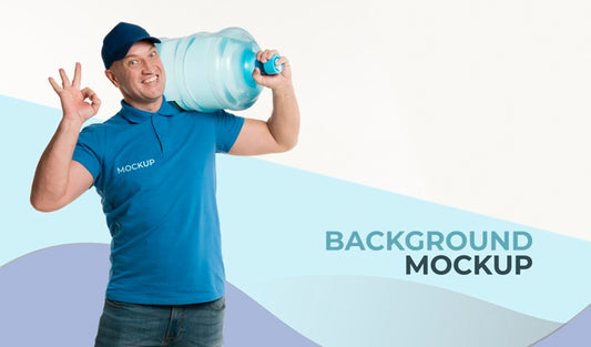 Free Delivery Man Next To Background Mock-Up Psd