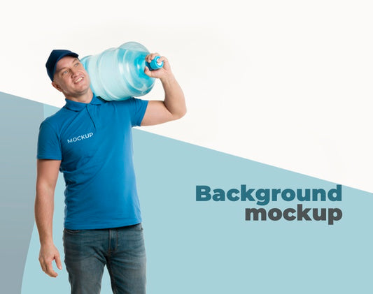 Free Delivery Man With Background Mock-Up Psd