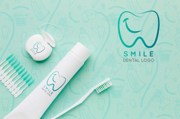Free Dental Care Accessories With Mock-Up Psd