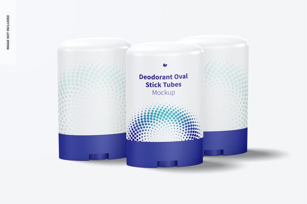 Free Deodorant Oval Stick Tubes Set Mockup Psd