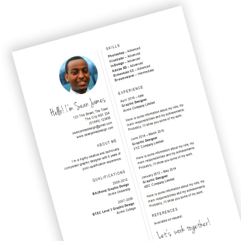 Free Designer CV and Resume Template in Microsoft Word (DOCX) Format