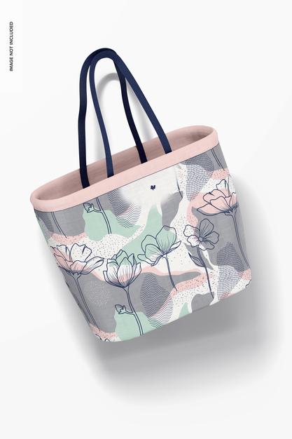 Free Designer Shopping Bag Mockup, Floating Psd