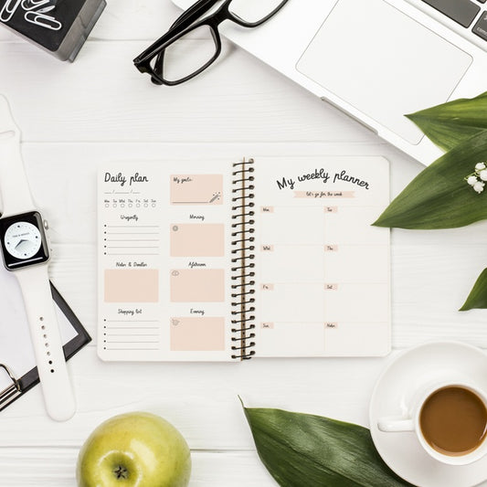 Free Desk Concept Mock-Up With Agenda Psd