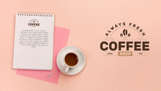 Free Desk Concept With Coffee Mock-Up Psd