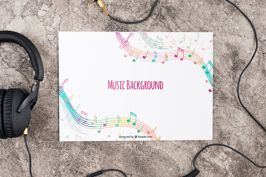Free Desk With Musical Paper Design Psd