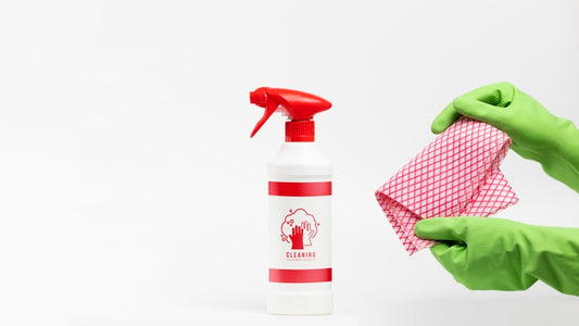 Free Detergent Spray And Cleaning Cloth Mock-Up Psd
