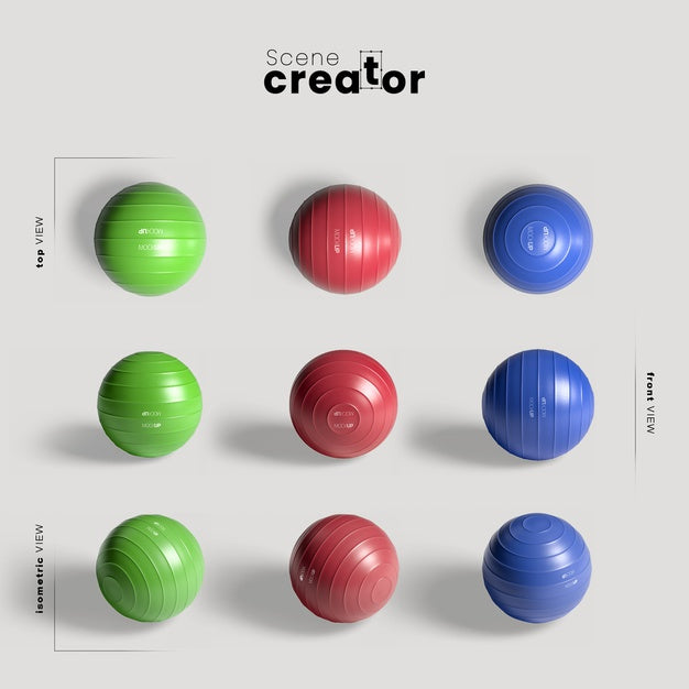 Free Different Colored Gym Balls Mock-Up Psd