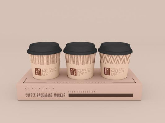Free Disposable Coffee Cup With Box Mockup Psd