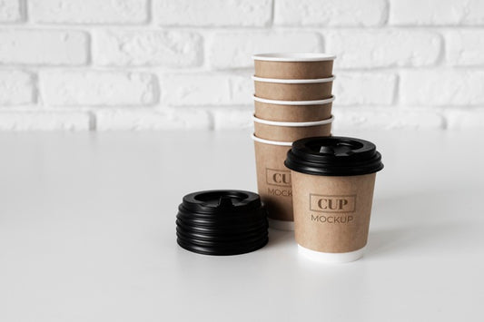 Free Disposable Coffee Shop Elements Arrangement Psd