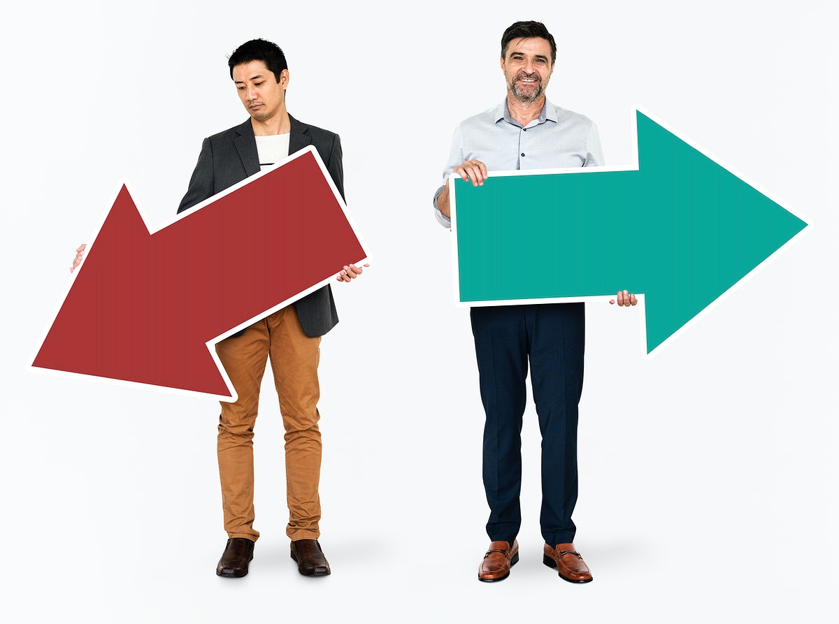 Free Diverse People Holding Positive And Negative Arrows – CreativeBooster