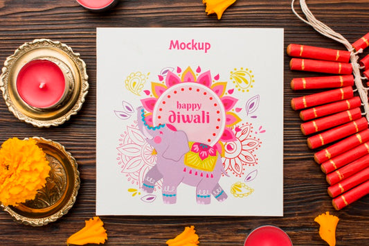 Free Diwali Festival Holiday Drawn Elephant And Candles Psd