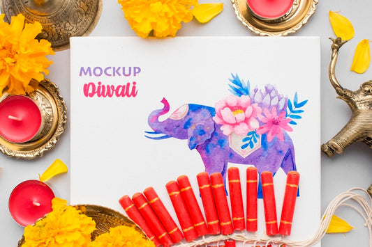Free Diwali Festival Holiday Mock-Up Elephant Psd