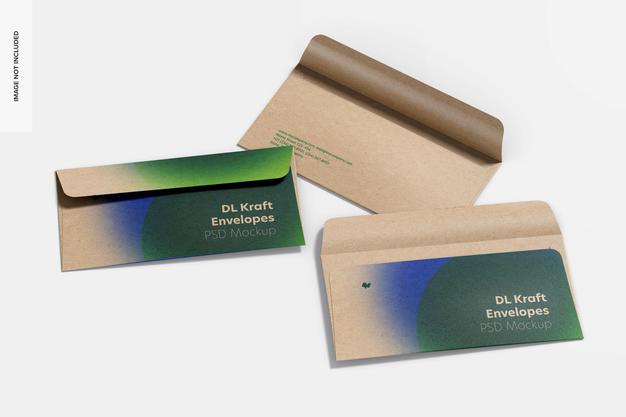 Free Dl Kraft Envelopes Set Mockup Psd