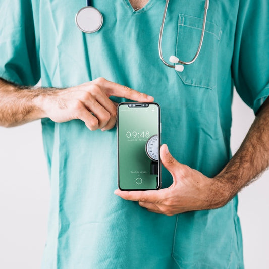 Free Doctor Showing Smartphone Mockup Psd