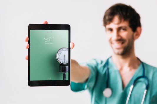 Free Doctor Showing Tablet Mockup Psd