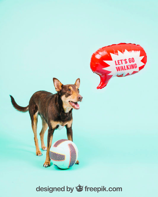 Free Dog Mockup With Speech Balloon Psd