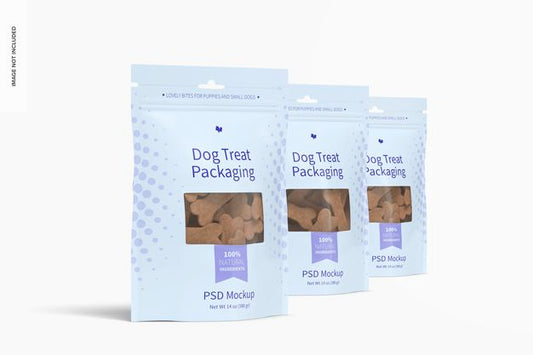 Free Dog Treat Packaging Set Mockup Psd