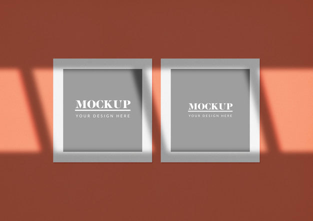 Free Double Square Cards Mockup With Elegant Shadow Psd