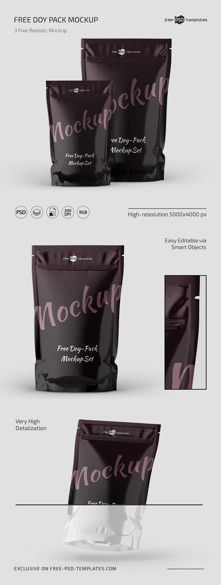 Free Doy Pack Mockup Set – CreativeBooster