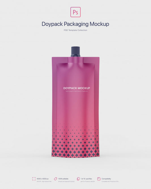 Free Doypack Packaging With Top Spout Mockup Psd