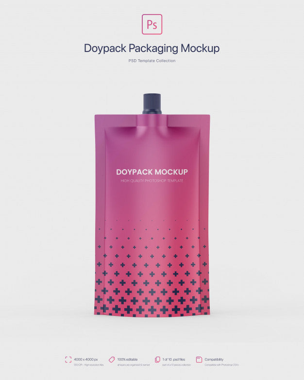 Free Doypack Packaging With Top Spout Mockup Psd