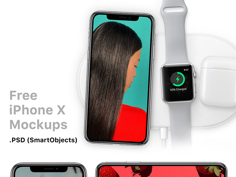 Free iPhone X Mockup with Apple Watch