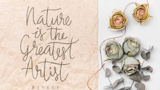 Free Dried Flowers Next To Message Mockup Psd