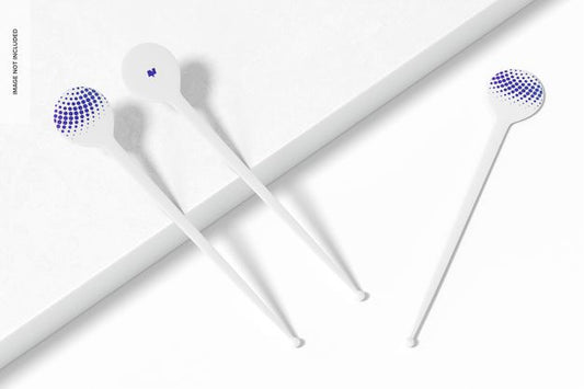 Free Drink Stirrers Mixers Mockup, Top View Psd