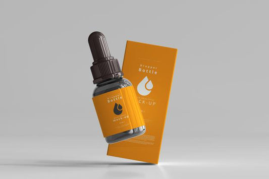 Free Dropper Bottle Mockup With Box Psd