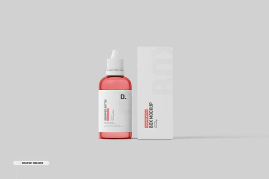 Free Dropper Bottle Mockup With Box Psd