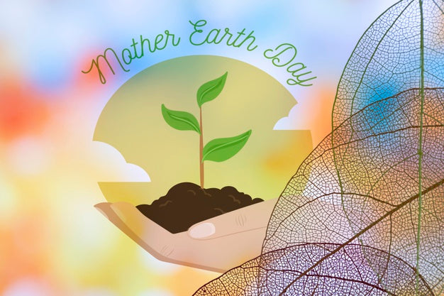 Free Earth Day Logo With Translucent Leaves Psd