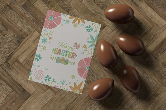 Free Easter Card And Chocolate Eggs Psd