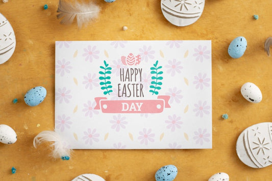 Free Easter Card Surrounded By Eggs. Psd