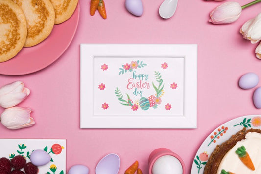 Free Easter Eggs And Tulips Frame Psd