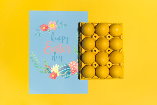 Free Easter Mockup Flat Lay For Greeting Card Psd