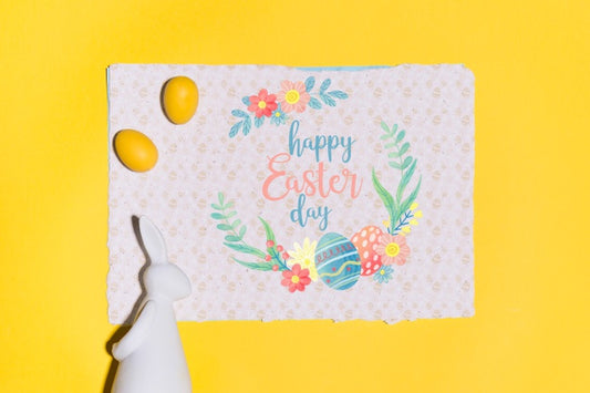 Free Easter Mockup Flat Lay For Greeting Card Psd