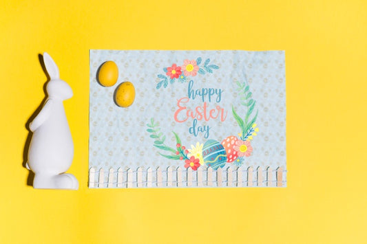 Free Easter Mockup Flat Lay For Greeting Card Psd