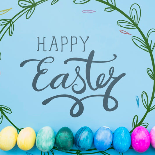 Free Easter Mockup With Colorful Egg Line Psd