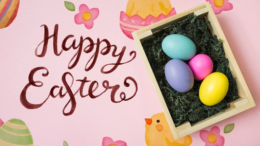 Free Easter Mockup With Colorful Eggs Box Psd