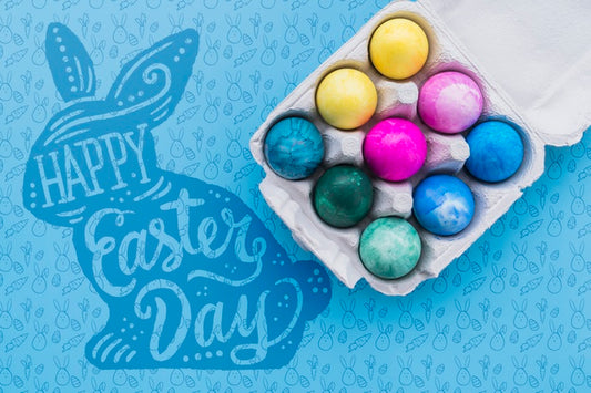 Free Easter Mockup With Colorful Eggs Psd